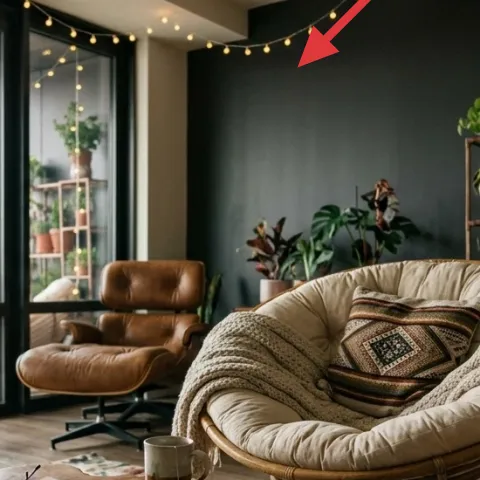 string lights along window