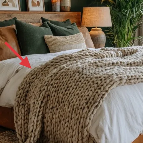 Brown suede-look throw pillow