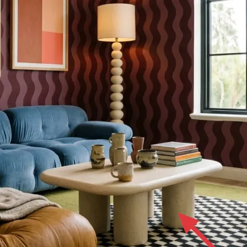 checkered black-and-white area rug