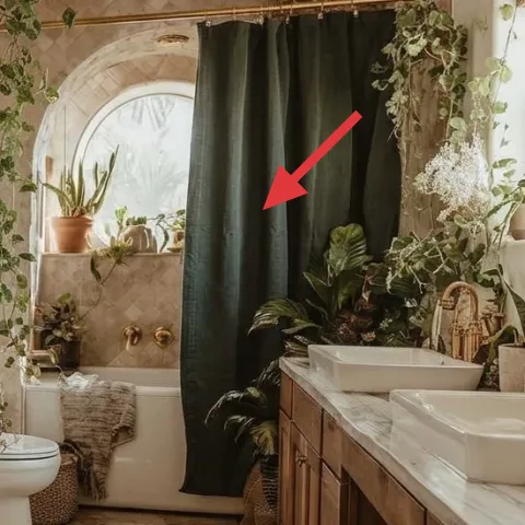 dark green shower curtain