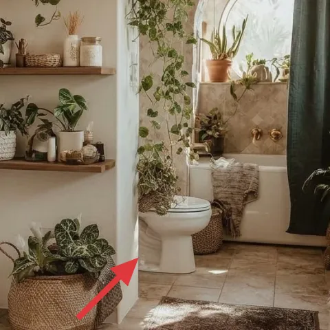 woven basket planter on the floor