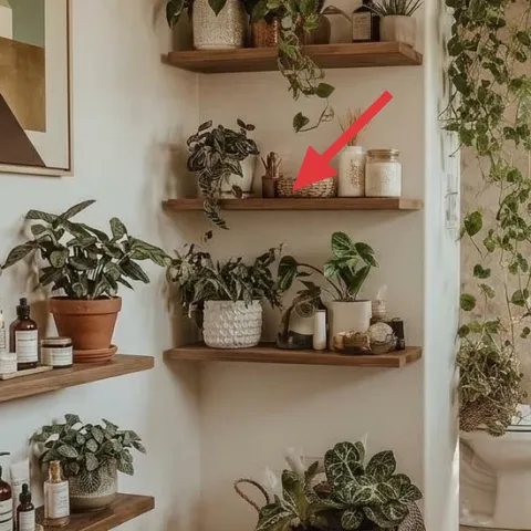 terracotta potted plants on shelves
