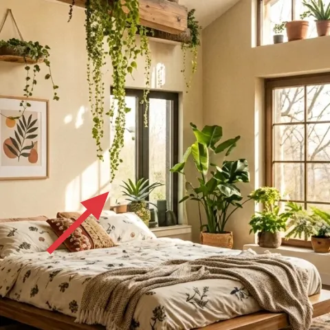 patterned throw pillows on bed