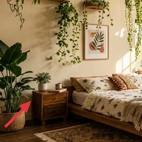 floor potted plant in woven basket