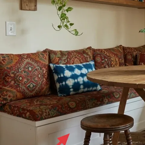 patterned throw pillow (rust-and-cream)