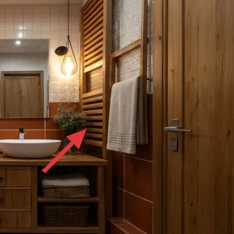 small decorative vase on the vanity