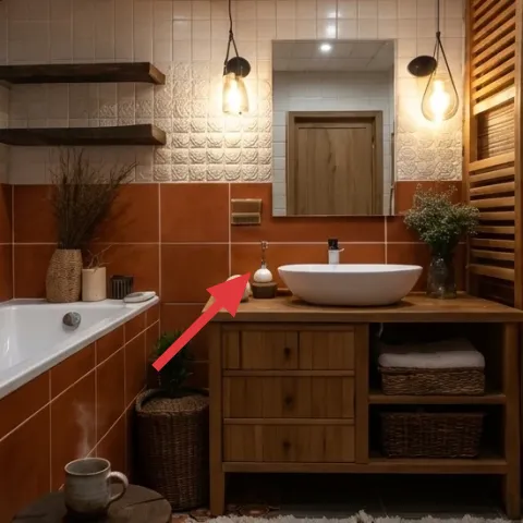 small decorative candle on the vanity