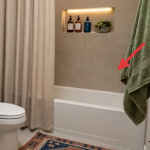 green bath towel