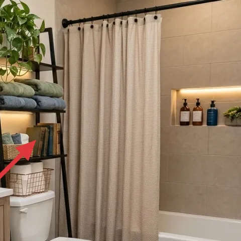black ladder shelf