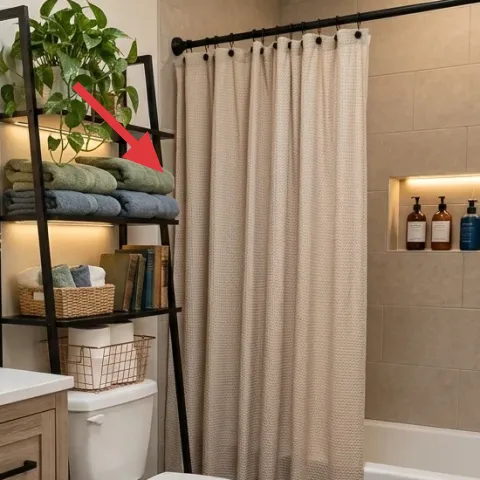 folded towels on shelf