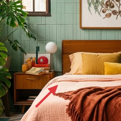 wooden bedside table