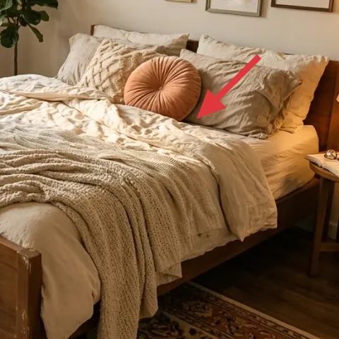 cream pillow with tufted texture