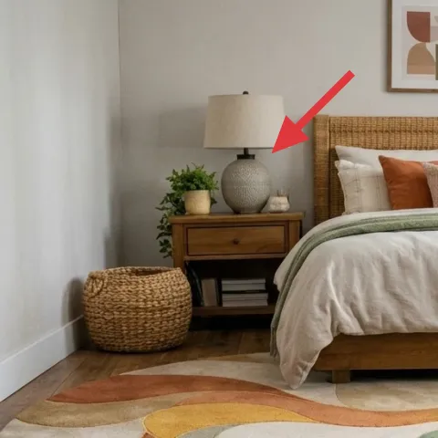 plug-in table lamp with white shade