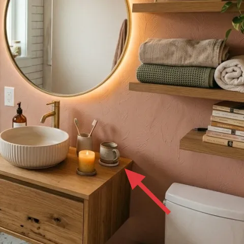 glass jar candle on vanity tray