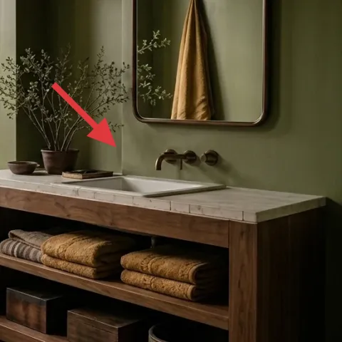 Vase with thin branches on the vanity