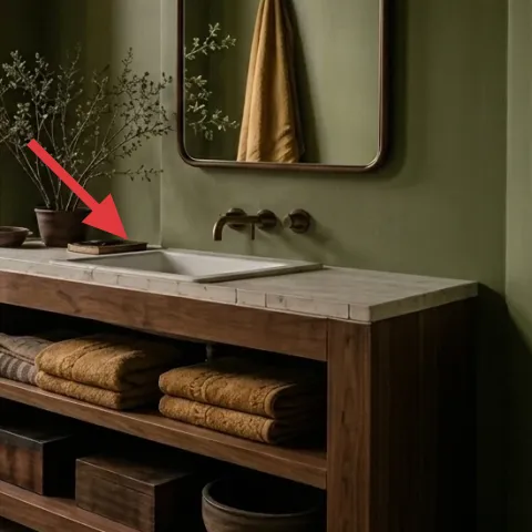 Ceramic bowl on the vanity countertop
