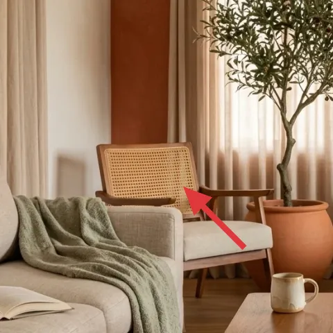 armchair with cane back