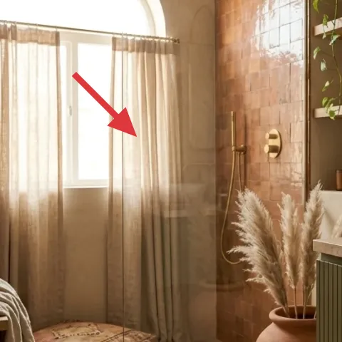 beige shower curtain panel (sheer-weave look)