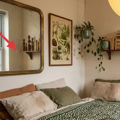 brass-framed wall mirror