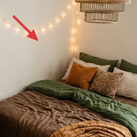 string lights along the wall