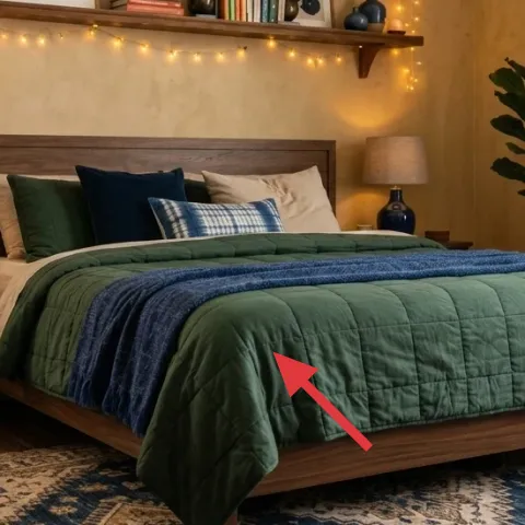 Throw blanket (blue wool-look)
