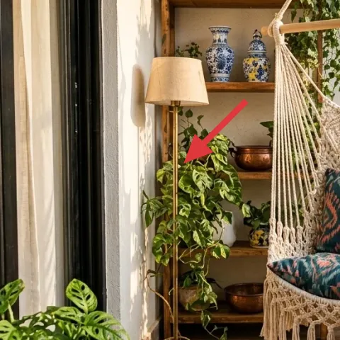 Floor lamp with fabric shade