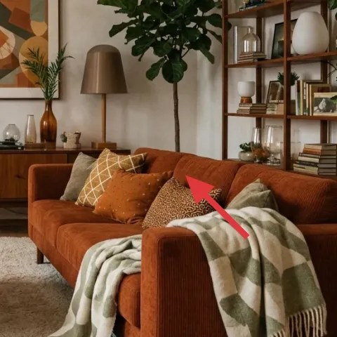 orange fabric sofa
