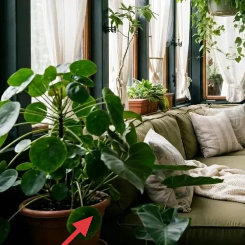 large leafy plant in terracotta pot