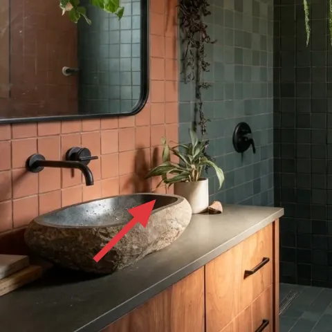 small potted plant on the vanity
