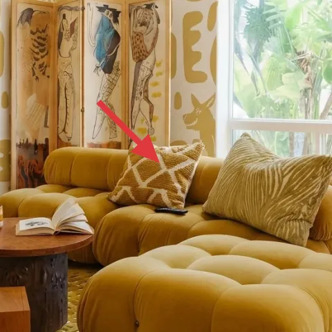 Solid mustard throw pillow