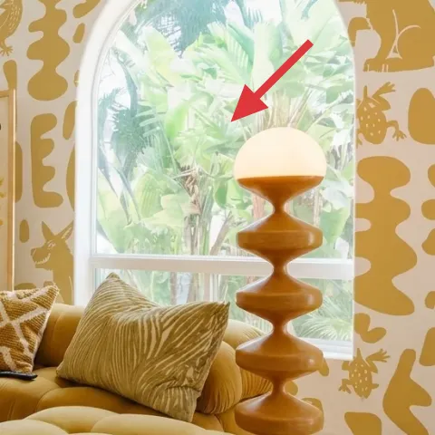 Stacked wood floor lamp with white shade