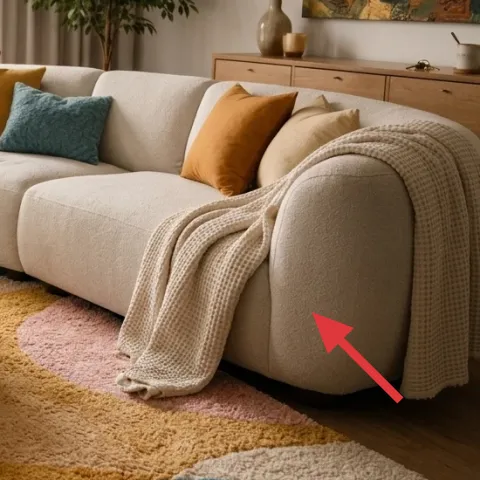 throw blanket draped over sofa arm