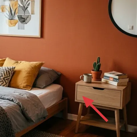 light wood bedside table with drawer