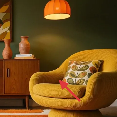 mustard pillow on yellow chair