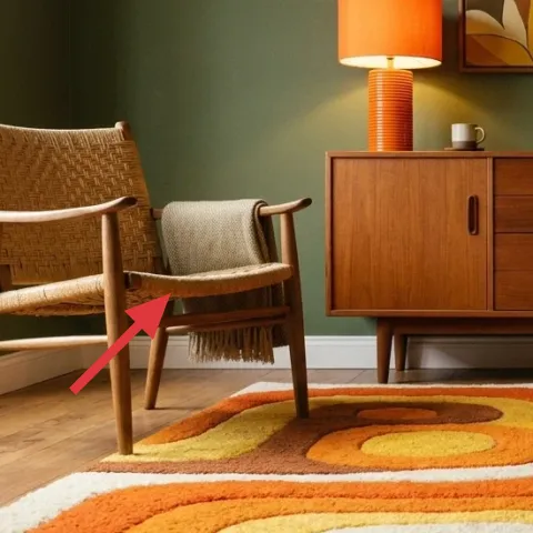 wood armchair with woven seat