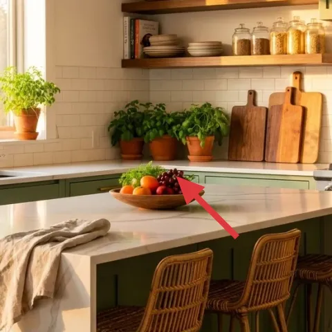 Small potted greenery along counter