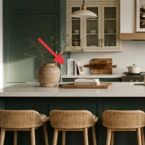 Large ceramic vase on left island