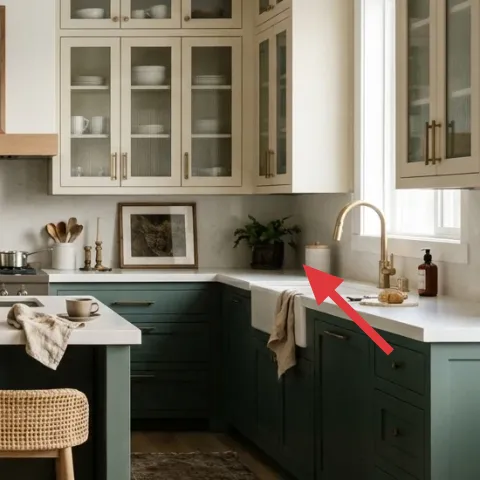 Small potted plant on cabinet top