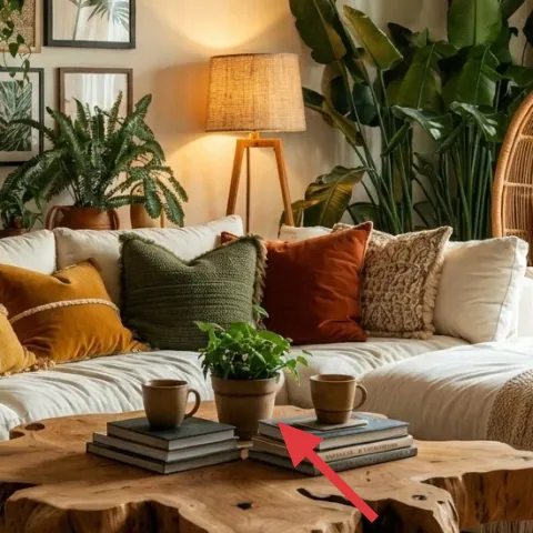 small potted plants on the coffee table