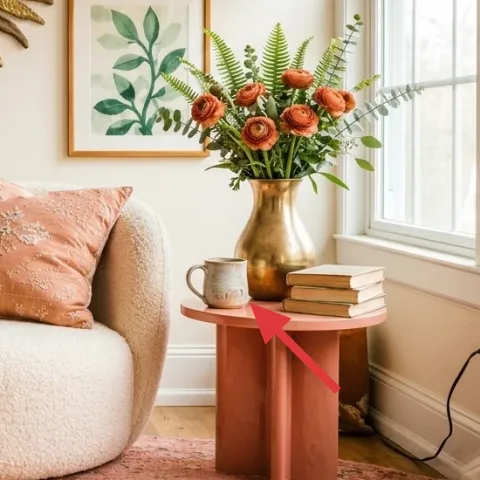 coral round side table