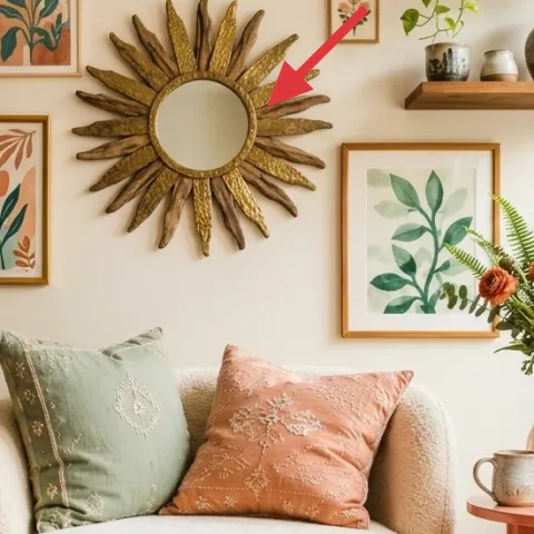 sunburst-style wall mirror