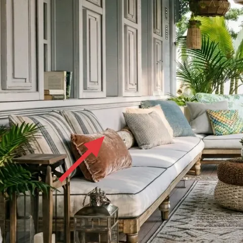 rust throw pillow on sofa chaise