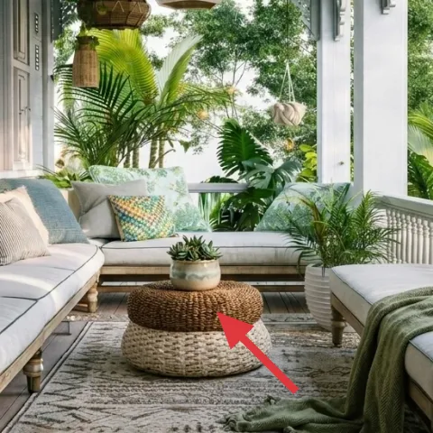 round woven side table