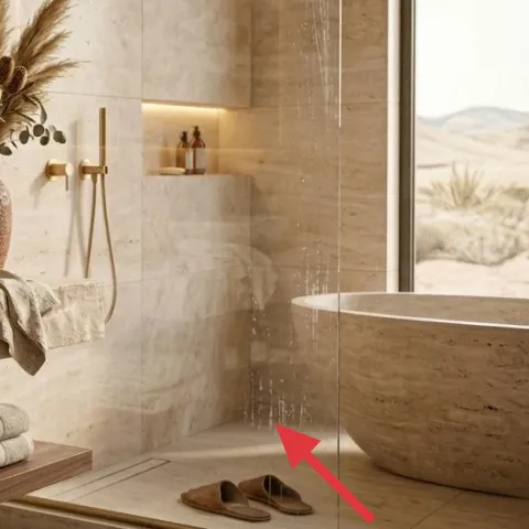 Bath slippers on tile floor