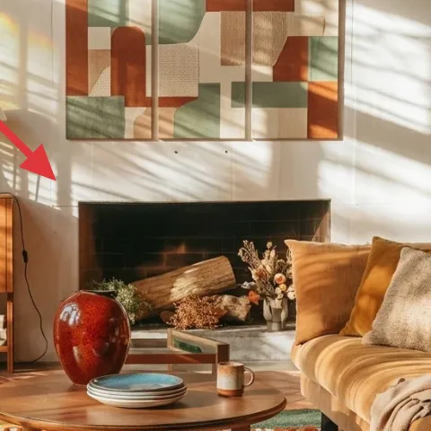 Floor lamp with beige shade