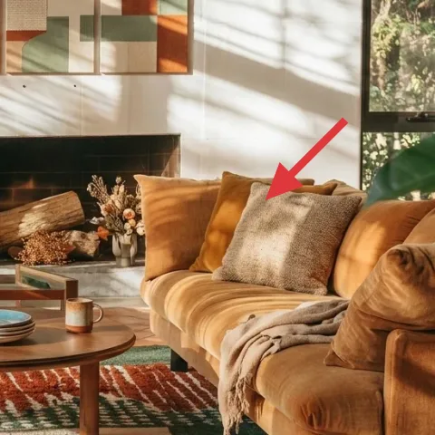 Decorative throw pillows on the sofa