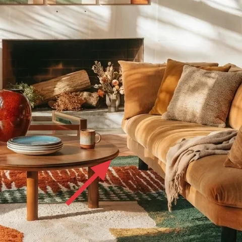 Round wooden coffee table