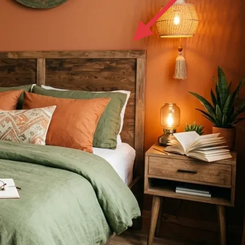 Amber table lamp with exposed bulb