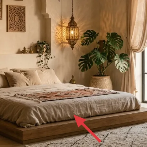 platform bed frame (warm wood)