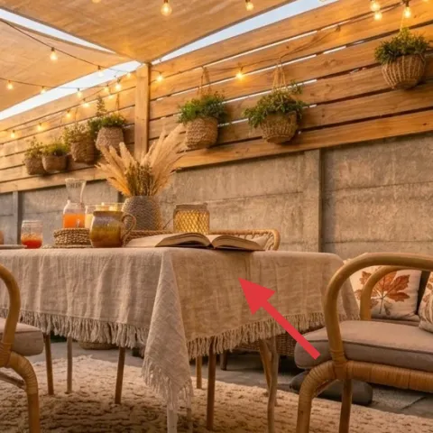 cream fringed table runner